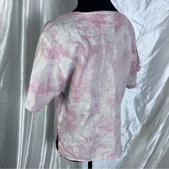 Vintage Condor Lightweight Linen Blend Pink Short Sleeve Blouse Size 9/10 (S/M) - Picture 7 of 11
